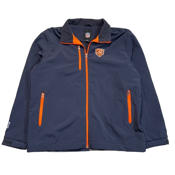 Chicago Bears NFL Zip Up Jacket Navy Blue Orange NWT - Picture 1 of 8